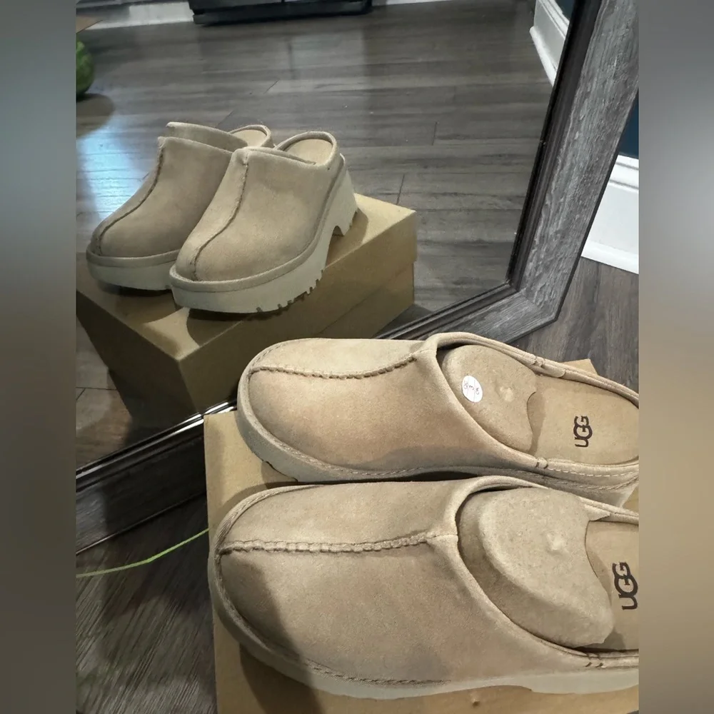 UGG Beige Suede Women's Clogs - Picture 7 of 11
